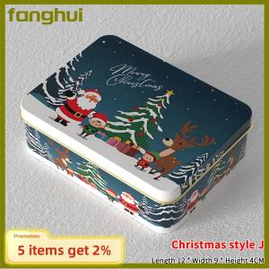 fanghui Christmas Transparent Window Tin Box Cookie Candy Tinplate Chocolate Storage Box With Exquisite Lid Christmas Gift Packaging Box
