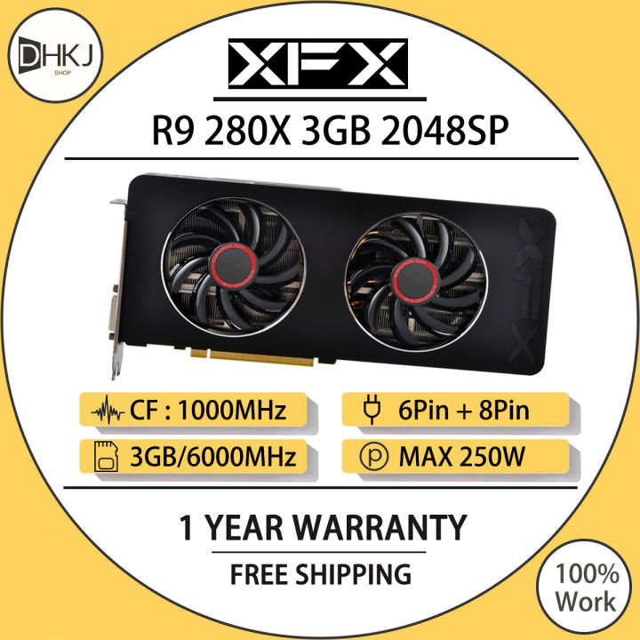 USED XFX R9 280X 3GB Graphics Cards AMD Radeon R9 280 A 3GB Video