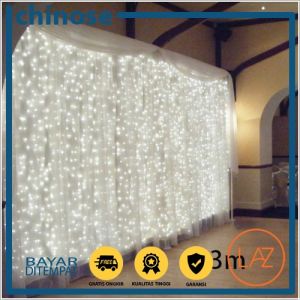 Lampu Gorden Dekorasi Pernikahan 3x3 Meter 300 LED dengan remot
