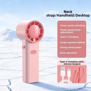 NEXTYOO Có thể sạc lại bằng USB Quạt cầm tay mini Có thể gấp lại 3 bánh răng Quạt đeo cổ bỏ túi Di động Im lặng Quạt làm mát Đồ dùng cần thiết mùa hè