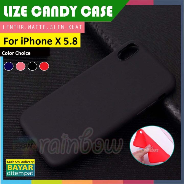 Lize Candy Case Apple iPhone X Hitam Soft Case Matte iPhone X