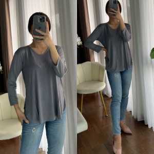 Kaos spandek tangan 3/4 baju atasan hijab bahan rayon spandex premium