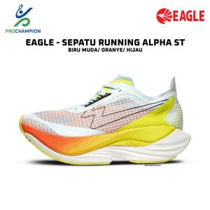 Sepatu Running EAGLE Alpha St Biru Muda Oranye Hijau