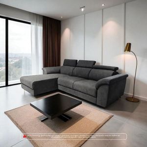 [FREE INSTALLATION] I HOME ELLY L-Shape Fabric Anti-Scratch Comfortable Sofa Adjustable Head Modern Sofa