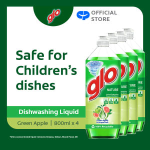 Glo Active Foam Nature Green Apple & Grapefruit Dishwashing Liquid 800ml x4 Value Deal