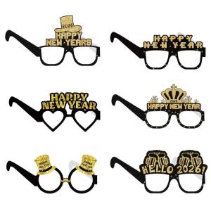 6PCS 2026 New Year Celebration Glasses Practical Foldable Frame Colorful For Costume Parties And Outdoor Fun Event