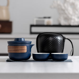 Ready Stock - Portable Gongfu Tea Set Travel Kit - Ceramic Teaware with Carrying Case