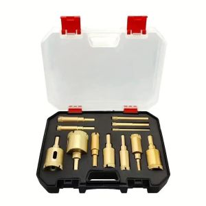 12PCS M10 Of 6-35mm Brazed Diamond Hole Saw Diamond Coated Drill Bit Set Hole Saw Set Glass Marble Granite Ceramic Tiles Multi Size Kit