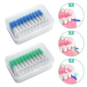 MARRIITT 160pcs/box Soft Silicagel Interdental brush Tooth Gap Gum Massage Dental Floss Pick Blue/Green Teeth Cleaner Oral Care
