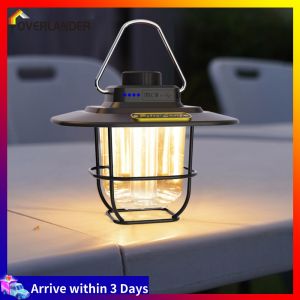 【Fast Shipping】 LED Camping Light with Dimmable Function Retro Look and Hanging Hook for Outdoor Equipment
