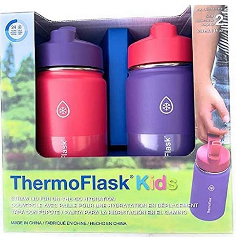 Thermoflask Stainless Steel Kids 14oz Straw Bottle 2pk