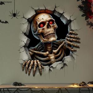 [COD] yixiayun Halloween Wall Stickers 3D Effect Broken Wall Zombies Broken Wall Floor Stickers Pvc Self-adhesive Bedroom Living Room Horror Stickers