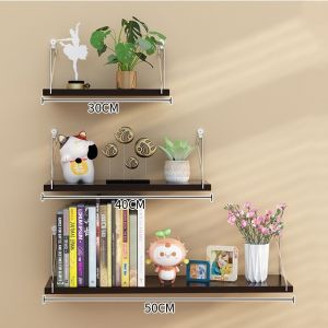 3pcs/set Wooden Wall Mounted Book Shelf Flower Pot Storage Rack Shelves Hanging Shelf Holder