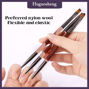 [huguosheng] 3 Pcs Manicure Brushes Dual Use Gel Gradient Brush Ultra Thin Line Drawing Pen Dual End Nail Art Design Painting Tools
