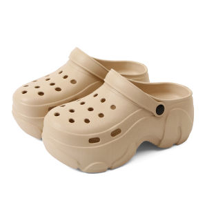 [Free Shipping] High-heeled perforated sandals cool stylish lightweight breathable simple cartoon-style casual half-slippers for going out new versatile sandals