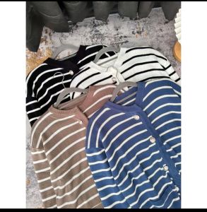 Lissa Korean Fashion Cardigan Knitwear Premium Rajut Atasan Wanita Stripe