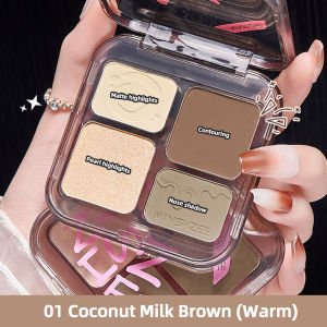 Long-Lasting 4 Colors Highlighter Contouring Palette Illuminator Makeup 3D Bronzer Matte Contour Powder Shadow Palette Cosmetics