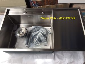 BANCOOT - Chậu rửa bát đúc 1 hố có bàn phải Bancoot 1134R (kt 83x48) Inox SUS304 xịn xi phông ống cứng siêu bền