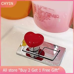 [COD] CHYIN Handle Toilet Press Button Heart Shaped Press Tank Push Switch Toilet Bathing Room Decor Water Press Flush Button Home Tools