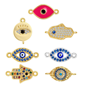 Fashionable Evil Eyes Charm with Sparkling Zirconia Handmade Necklace and Keychains Earrings Accessories