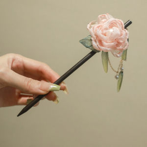 Ready Stock Chinese Style Thin Gauze Rose Flower Hairpin Coiled Hairpin Headdress Hanfu Qipao Hair Accessory Hairpin