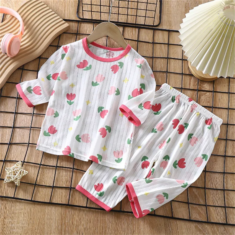 QINN 0-8 Years Kids Baby Summer Sleepwear Girls Pyjamas Sets Half