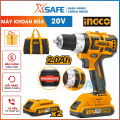 Máy khoan búa dùng pin không chổi than INGCO 20V hai tốc độ kèm pin sạc và phụ kiện máy khoan pin cầm tay điều chỉnh 2 tốc độ - khoan búa. 