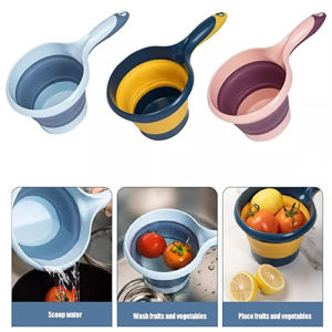COD【Local Deliver】Shampoo Cup Baby Bath Rinser Kitchen Foldable Water Scoop Spoon Bag Plastic Ladle Dipper
