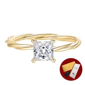 Diamcity (Free Gra Certificate) Cincin Emas Moissanite K UNTUK WANITA 1 Karat
