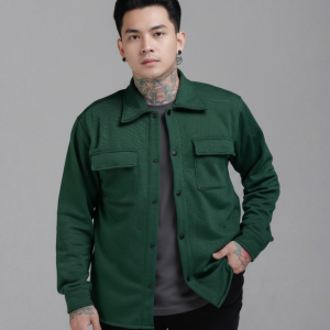 Jaket Fleece Pria Desain Trucker Polos Warna Cerah - Bahan Tebal Nyaman untuk Musim Gugur