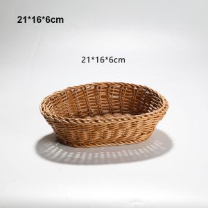 CANICE Handwoven Rattan Wicker Woven Serving Baskets 10 Styles Hardness Rattan Basket  Household Bread Fruit Vegetables Basket Restaurant Serving Tabletop Display