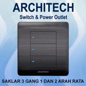 ARCHITECH PLATINUM B9-K3B BLACK Sakelar/Saklar/CETEK 3 Gang 2Arah LED