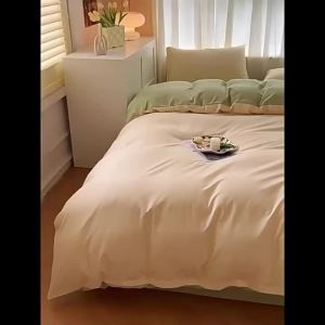 Carefully selected solid color four-piece set of brushed duvet cover simple duvet cover ins Wholesale winter bedding for student dormitories