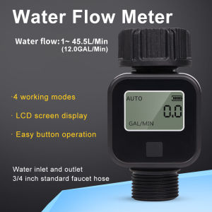Digital Water Flow Meter 4 Traffic Modes IPX5 Irrigation Water Valve Flowmeter 3/4 Inch Faucet Sprinkler For Outdoor Garden