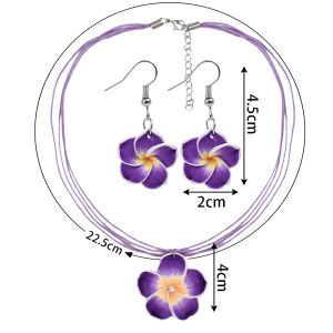 1Set Summer Beach Flower Egg Flower Hawaiian Clay Fimo Frangipani Flower Necklace Earrings Jewelry Sets For Children Girls