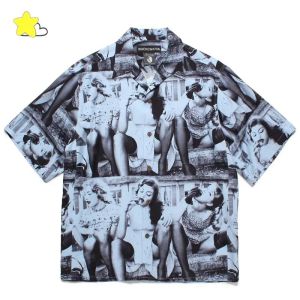 Black Red Gray Wacko Maria Short Sleeve Shirts Men Women High Quality Classic Character Graphics Print Hawaiian Shirt Tee