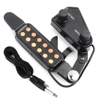 RIXTON Professional 12-hole Acoustic Guitar Sound Hole Pickup Magnetic Transducer with Tone Volume Controller Audio Cable(Guitar 12 Sound Hole Pickup)