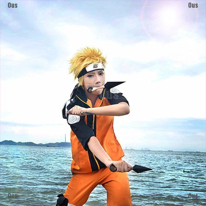 Japanese Anime NARUTO Uzumaki Naruto Cosplay Costume Wig Set Ninja Halloween  Party Performance