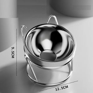 Stainless Steel Pet Bowl with Stand Bear Elevated 15° Tilt Neck Protecting Feeder Anti-overturned Thickened Cat Bowl Durable