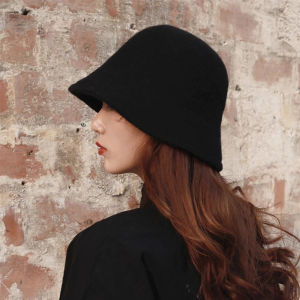 GAI39 Korean Women Thicken Warmer Knitted Autumn Felt Wool Hat Warm Hats Bucket Hat Fishing Cap