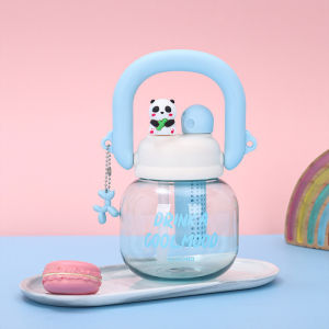 Double Drinking Water Cup 680ml Plastic Big Belly Large Capacity Kids Drinking Cup with Handle Straw Cup