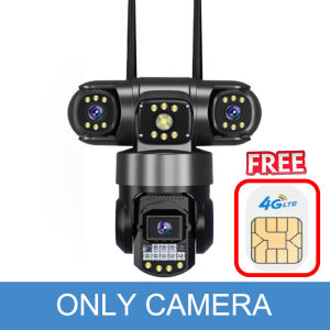 HUAWEI CCTV Camera Connect Cellphone With 3 Lens Free 4G SIM Card  4K With Audio and Speaker Outdoor CCTV Camera Use SIM Card No Wifi Wireless Connection Phone Color Night Vision