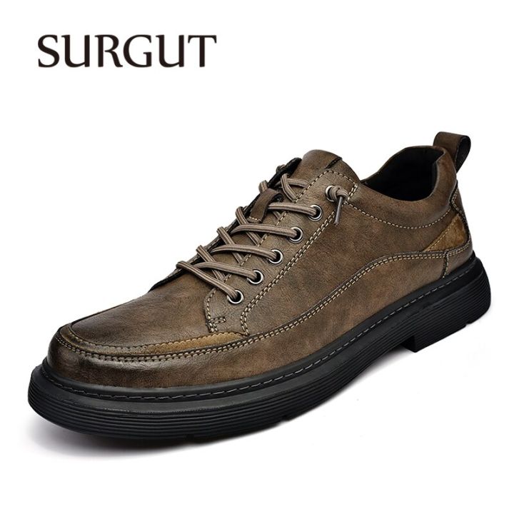 SURGUT Hot Sale Man Casual Fashion Leather Shoes Business Office Brand  English Style Men Luxury Platform Shoes Oxford Shoes