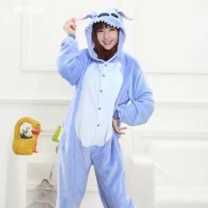 Likigurumi stitch pajama  animal onesies for Women Men couple winter pajamas kegurumi sleepwear flannel Pijamas pyjama