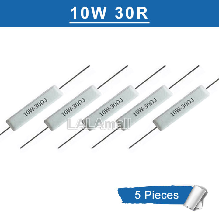 thumbnail image 2 of 10x 30 Ohm 30R 10W 5% Wirewound Cement Resistor - Axial Lead, High Load 2 of 6