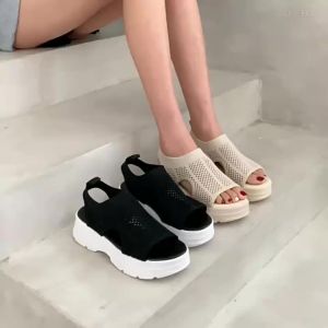 [Free Shipping] WomenS Platform Sandals With Thick Soles 2026 Summer New Korean Style Open-Toe Hollow Design Casual Student Sporty Style