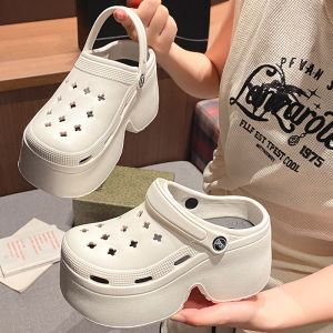 [Free Shipping] New 9CM Thick-Soled Clog Sandals for Women Summer Closed-Toe Indoor Outdoor Non-Slip Beach High-Heel Slippers