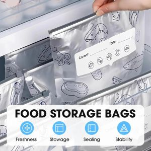 10Pcs Aluminum Foil Bags Reusable Food Grade Freezer Refrigerator Storage Bags Airtight Seal Freshness Lock for Meat Vegetables