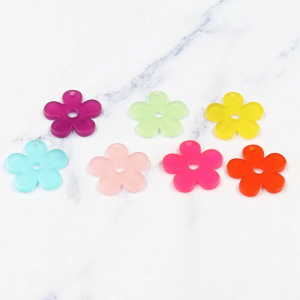 Summer Korean Acrylic Pendants Tags for DIY Making Keychain Tassels Sweet Flower Necklace Crafts Making Supplies