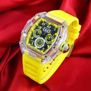 Jam Tangan Pria Strap Karet Rubber Tanggal Aktif Model Sport Transparan Terbaru Kekinian